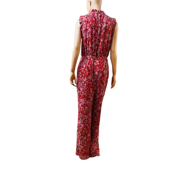 New Anthropologie Ali & Jay Red Floral Jumpsuit Size L Side Pockets Zip Closure - Picture 4 of 11
